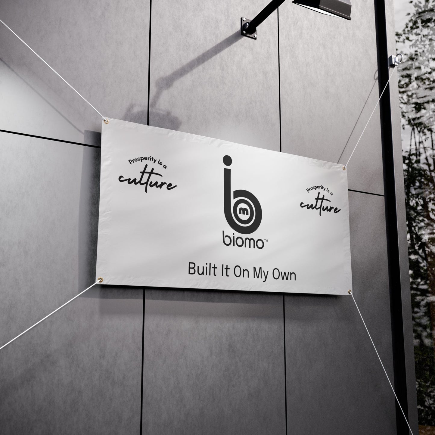 Biomo 'Built It On My Own' Custom Vinyl Banner — Outdoor Promo Sign