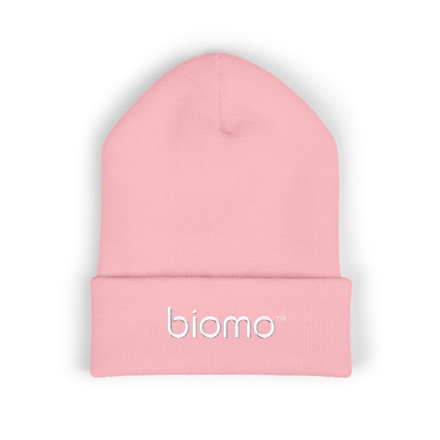 Embroidered 'biomo' Classic Cuffed Beanie — Minimal Logo Knit Hat