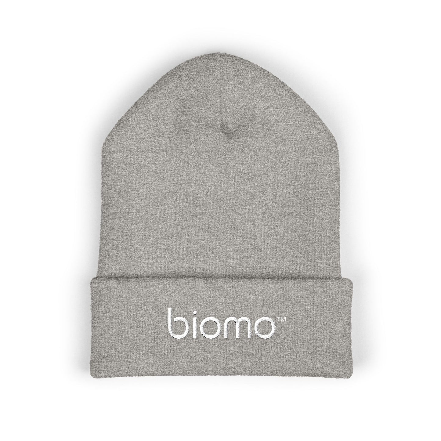 Embroidered 'biomo' Classic Cuffed Beanie — Minimal Logo Knit Hat