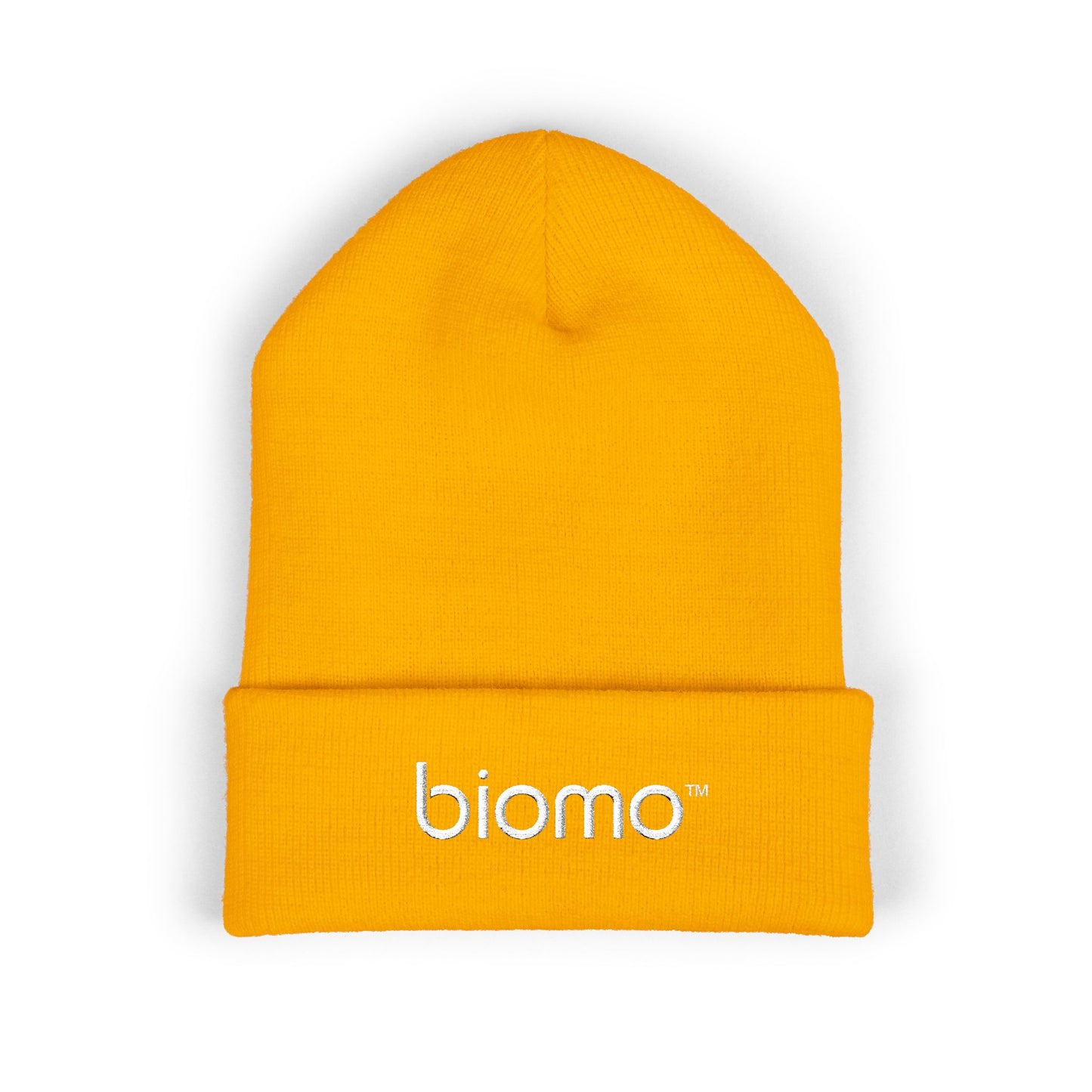 Embroidered 'biomo' Classic Cuffed Beanie — Minimal Logo Knit Hat
